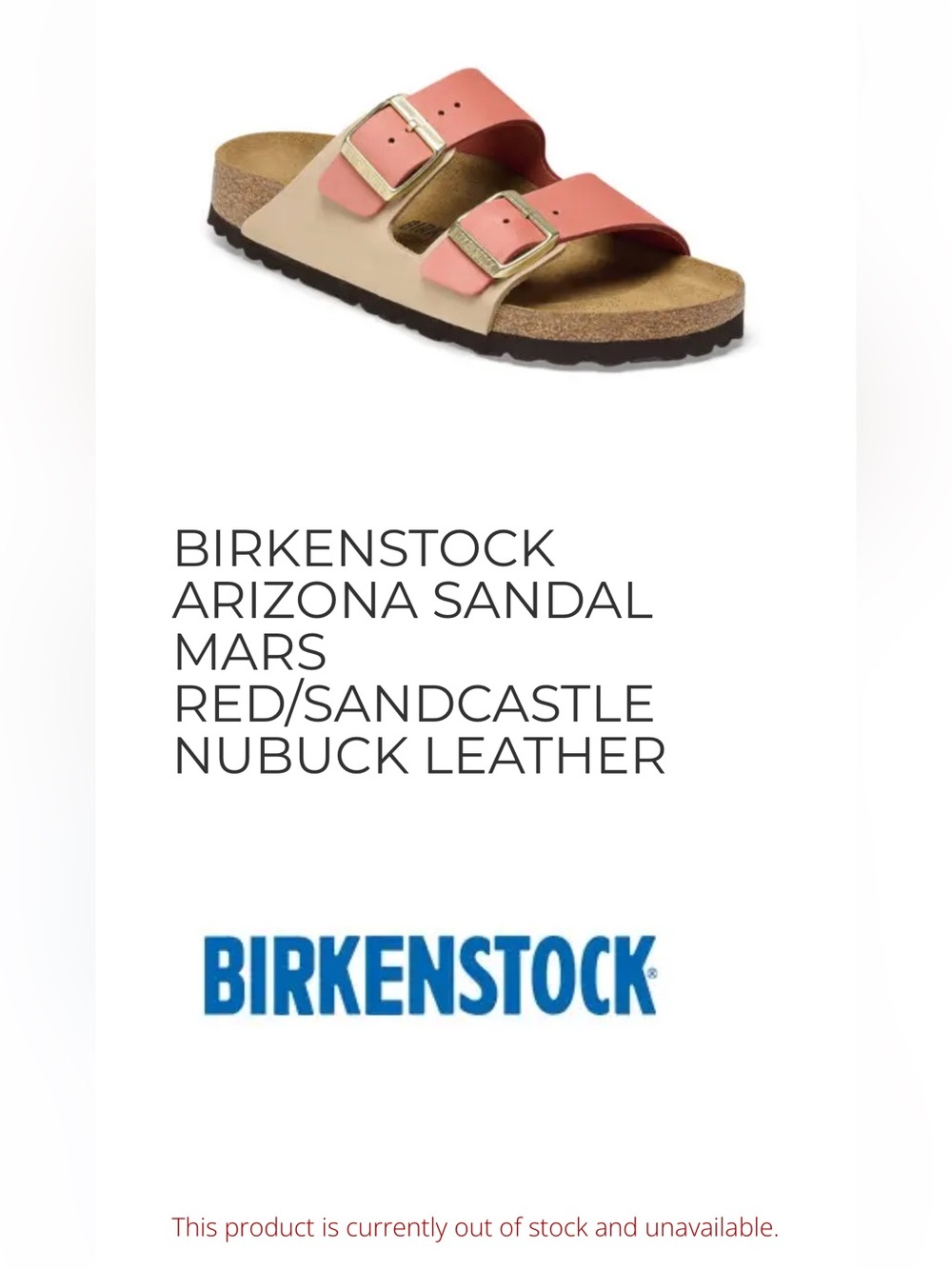 Birkenstock Arizona Sandal in Mars Red and Sandcastle Trim